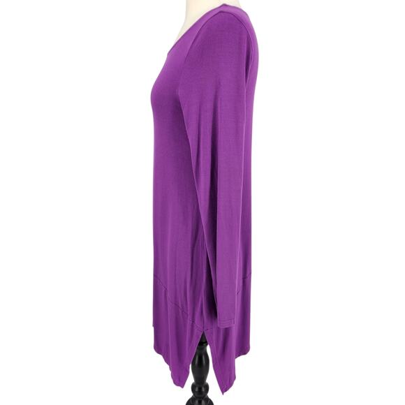 Eileen Fisher Asymmetrical Hem Tunic Top Size Small Purple Minimalist Lagenlook - Picture 3 of 7
